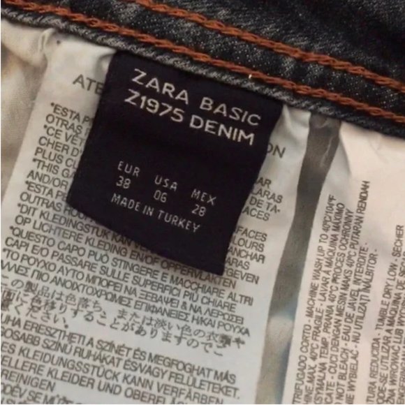 ZARA z1975 Mid Rise Denim Medium Wash Distressed Skinny Blue Jeans - Size 6 - Picture 8 of 11
